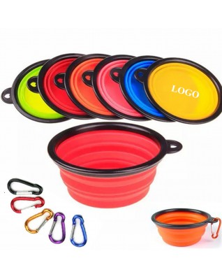 Pet Silicone Folding Bowl With Carabiner Hook Silicone.