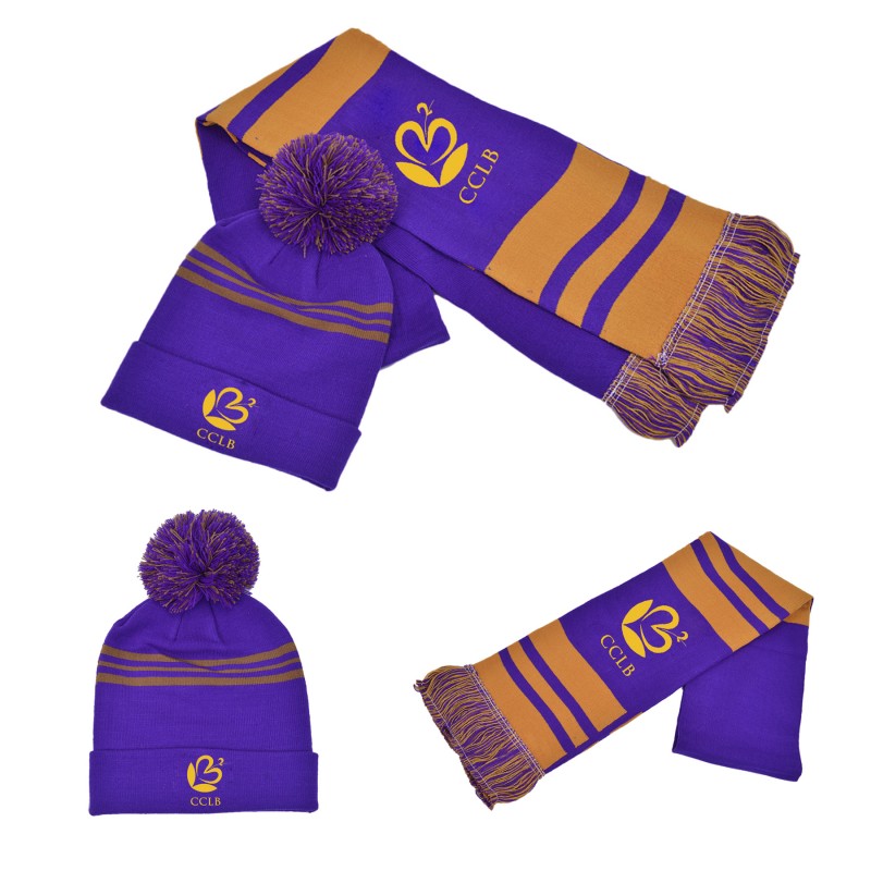 Knitted Acrylic Winter Stadium Scarf and Beanie sets