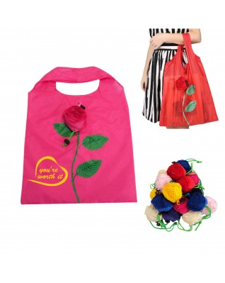Reusable Rose Flower Folding Shopping Tote Bag