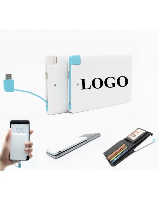 Insert Data Cable Thin Credit Card Power Bank
