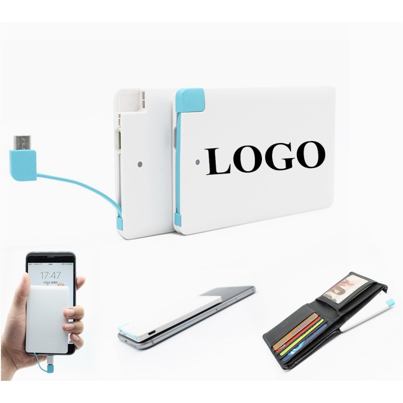 Insert Data Cable Thin Credit Card Power Bank