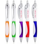 Curved Barrel Ballpoint Pen with window Grip