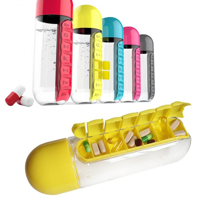 Pill&Vitamin Organizer Water Bottle