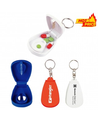 Plastic Case Pill Holder Keychain With Cut