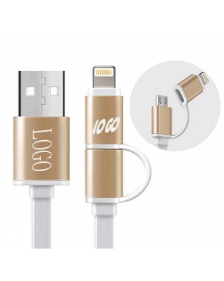 2-in-1 8pin USB Cable with Micro USB Connector Charge