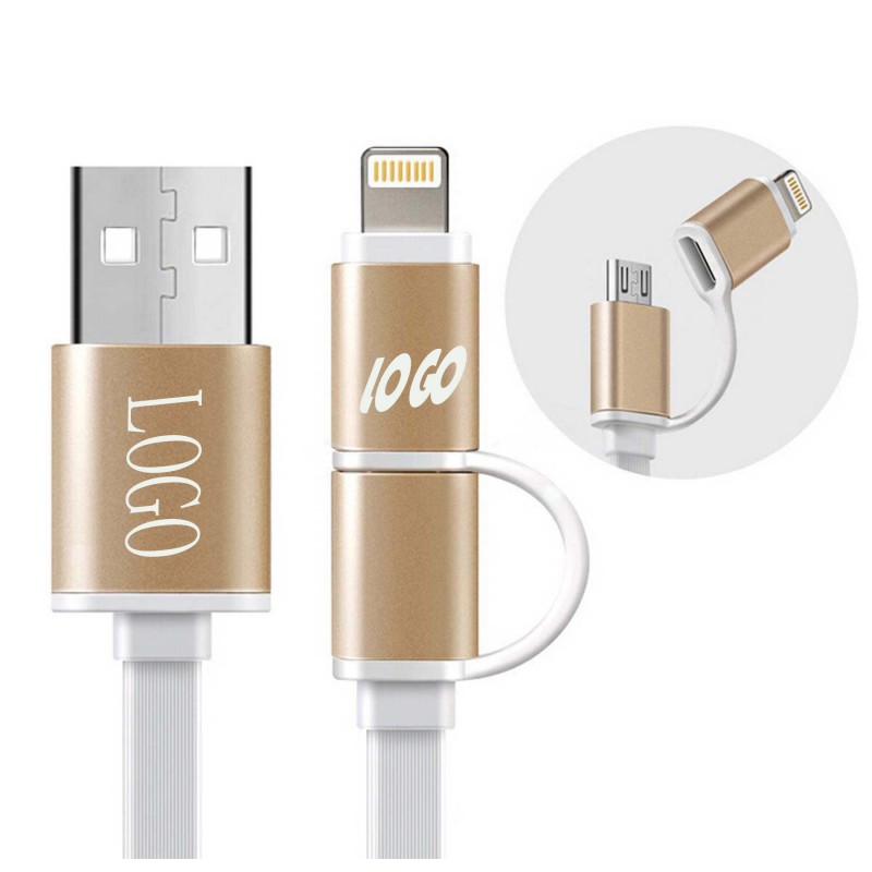 2-in-1 8pin USB Cable with Micro USB Connector Charge