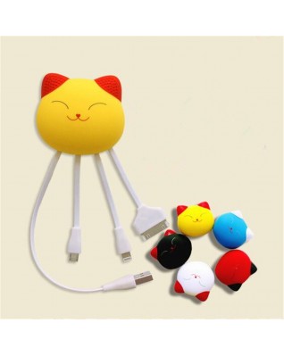 Cat Shaped 3 in 1 Retractable USB Charging and Date Cable 