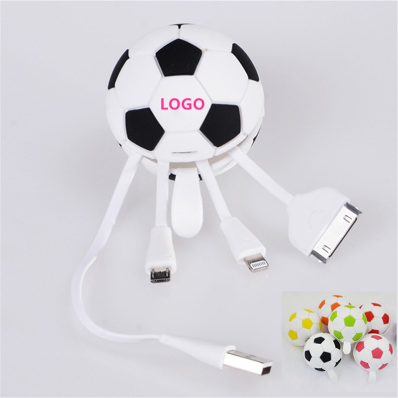 Soccer Ball 3 in 1 Retractable USB Charging and Date Cable 