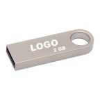 Metallic USB Flash Drive - 2 GB with keychain