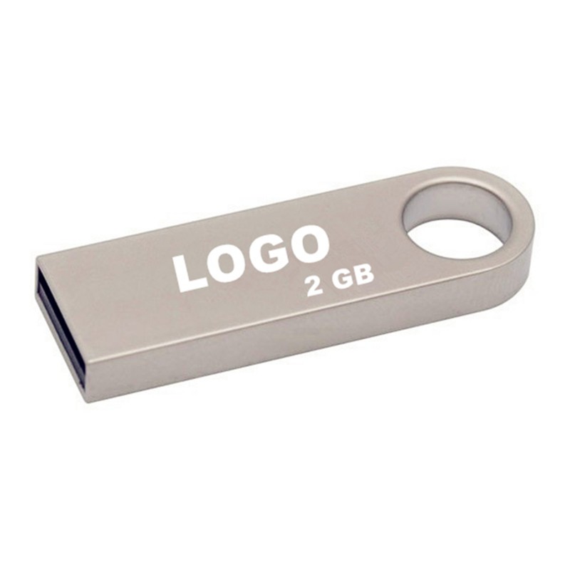 Metallic USB Flash Drive - 2 GB with keychain