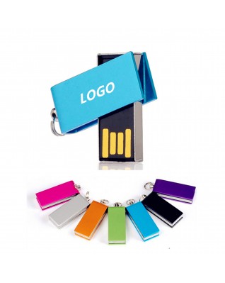 Mini Swivel USB Flash Drive with Keychain - 2 GB 