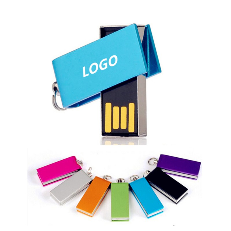 Mini Swivel USB Flash Drive with Keychain - 2 GB 