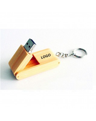 Bamboo USB Flash Drive with Keychain - 2 GB