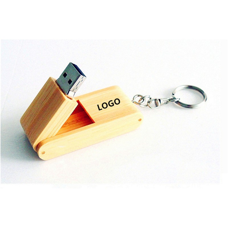 Bamboo USB Flash Drive with Keychain - 2 GB
