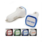 Square Light-up Dual Port USB Car Charger/Power Adapter