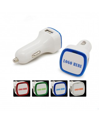 Square Light-up Dual Port USB Car Charger/Power Adapter