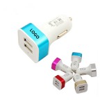 Dual Port USB Car Charger/Power Adapter Square Aluminum Car Charger
