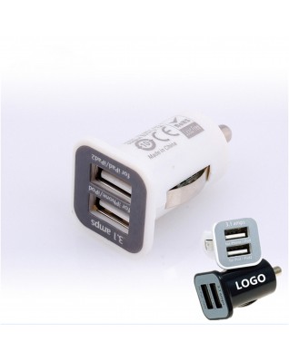 Dual Port USB Car Charger/Power Adapter decorated with your logo