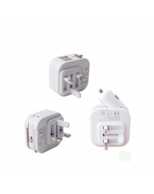 Dual Port USB Car Charger/Adapter and Wall Charger 2 in 1 Output:5.0V/2100mA