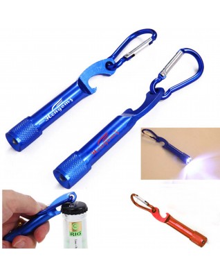 Portable Aluminum Bottle Opener LED Flashlight With Carabiner