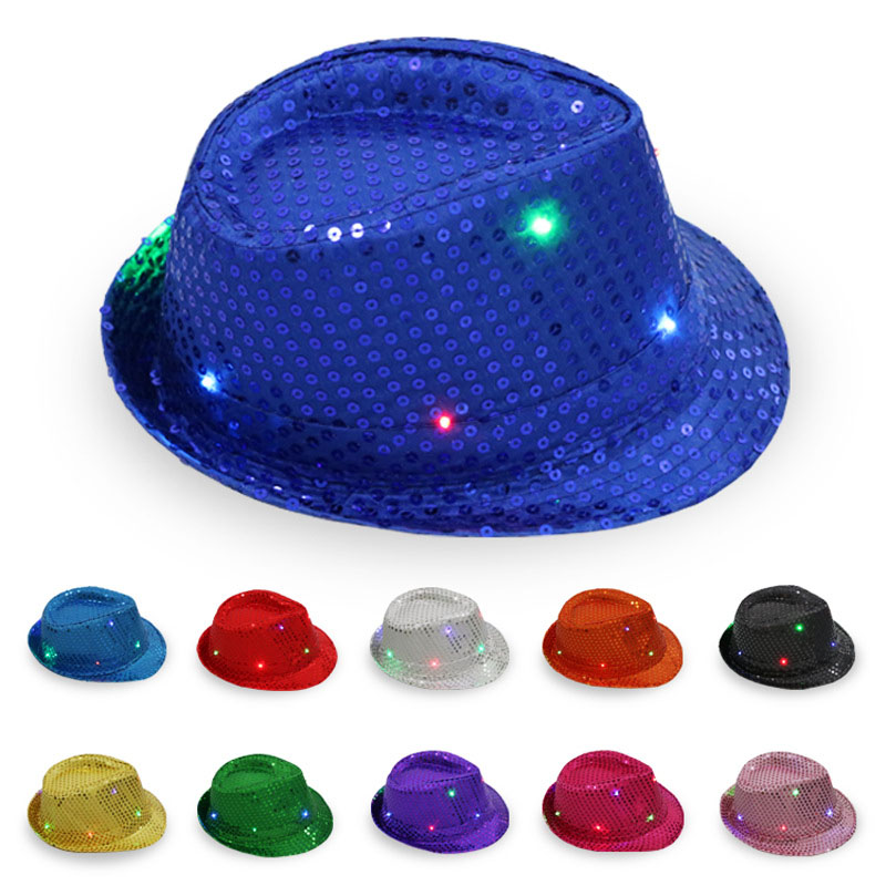 Fun Central Led Light Up Sequin Fedora HAT -11 Assorted Colors