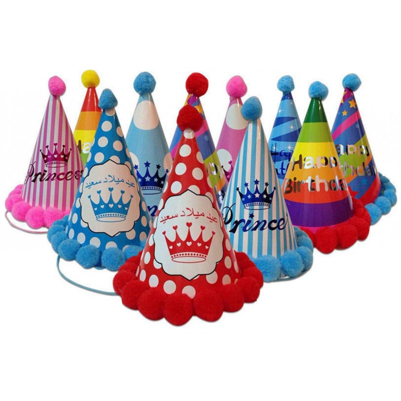 Children's Crown Plush Ball Birthday Hat