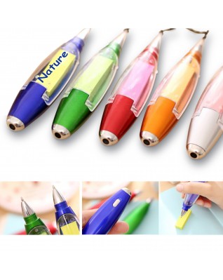 Custom Logo Function Led Light Ballpoint Pen With Sticker