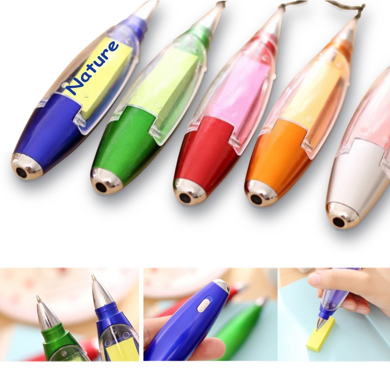 Custom Logo Function Led Light Ballpoint Pen With Sticker