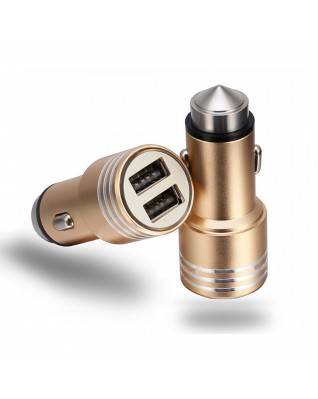 3 in 1 Metal Car Power Adapter With Emergency Escape Hammer