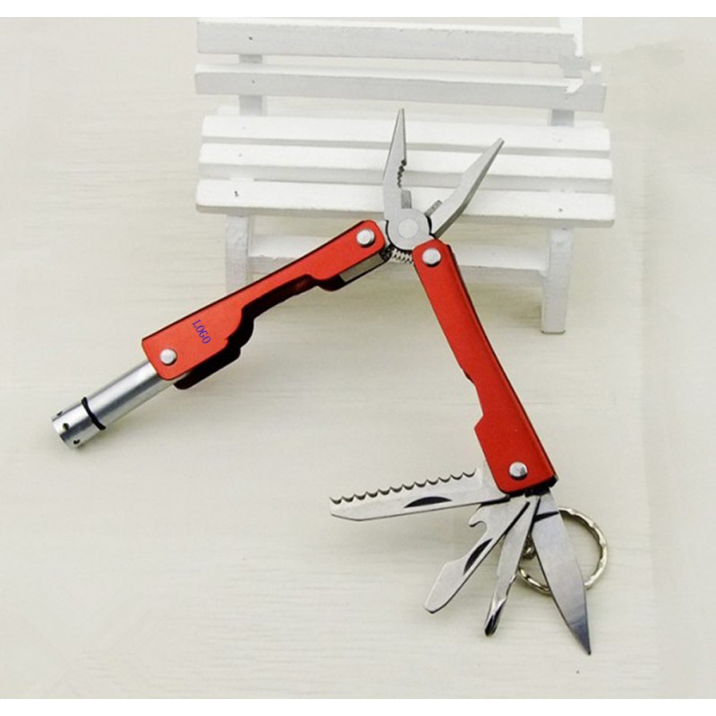 Mini Multitool Pliers with LED Flashlight and 5 S/S Foldout Functions