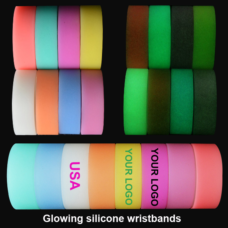 1" Glowing Silicone Custom Wristbands