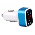 Dual USB car charger with LED monitor