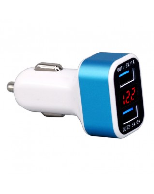 Dual USB car charger with LED monitor