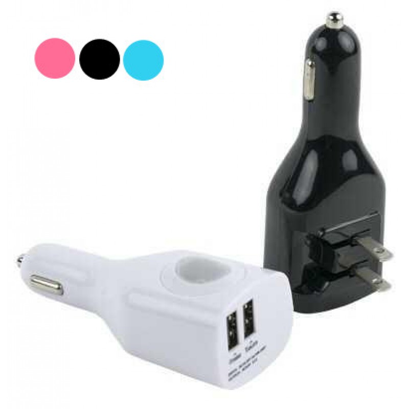 Dual USB car charger and wall charger 5V 2.1A