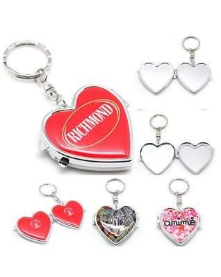 Heart-shaped Folding Mirror With Key Ring 