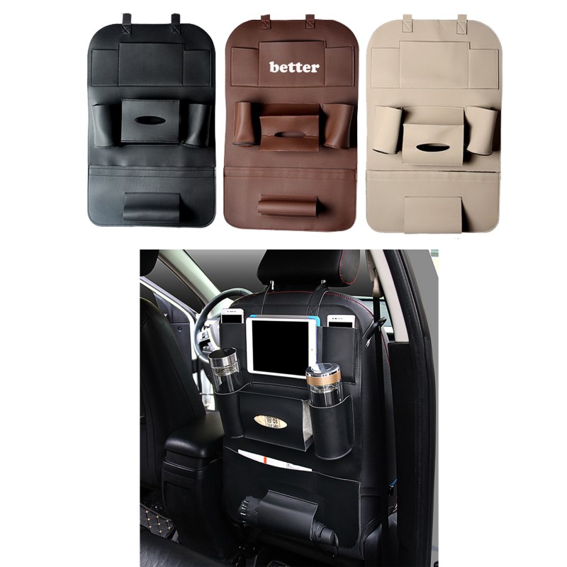 Luxurious Leather Auto Car Seat Back Bag Organizer
