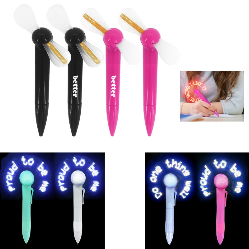 2 in 1 Mini Led Fan Pen With Message