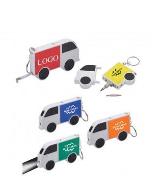 Tool set with Tape measure and LED flashlight key holder