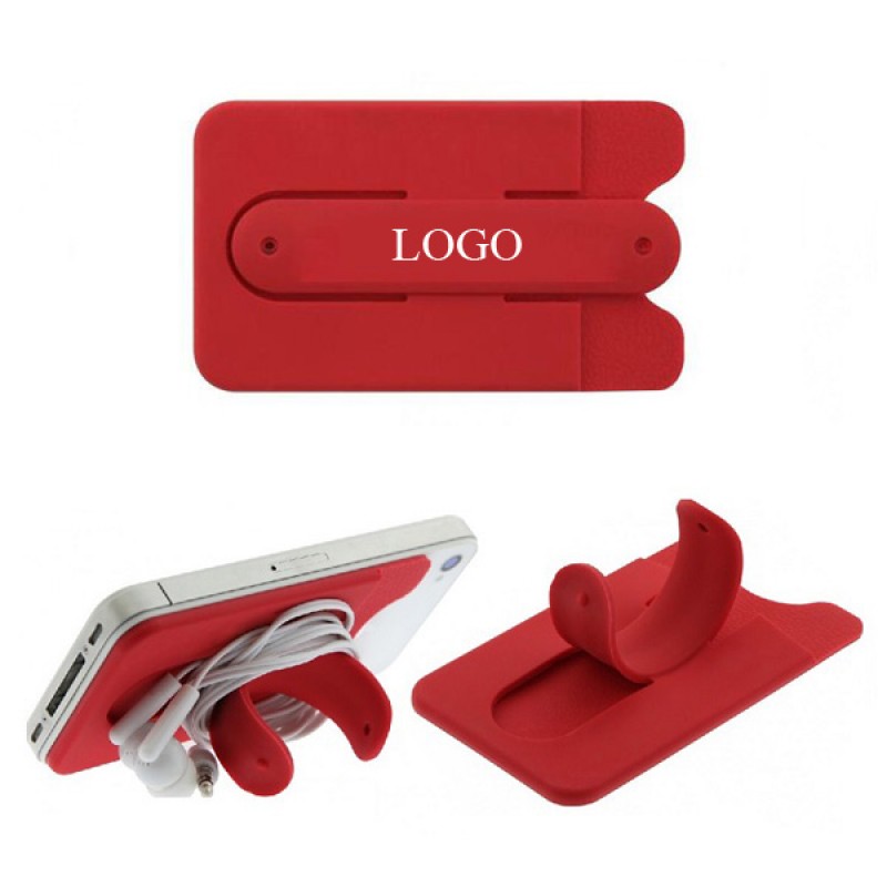 Adhesive Silicone Phone Wallet With Slap Stand