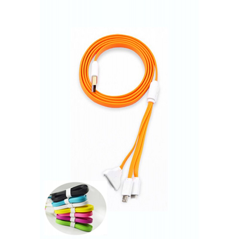Wide noodle 3-way charging cable