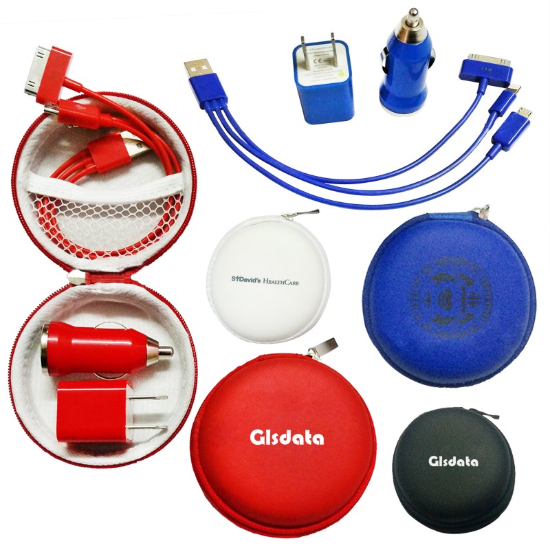 Charging Sets With Zipper Round Pouch