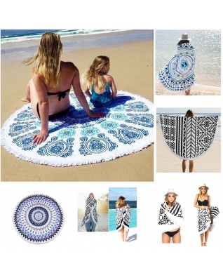 Swimming Sunbath Round Beach Towel with Tassel Yoga  Mat  