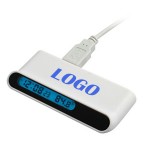 4 Port USB Hub w/ Digital Clock & Temperature