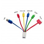 Portable 5 in 1 Multi-function 2xMicro USB & Mini USB & 8 Pin & 30 Pin to USB Charge Cable