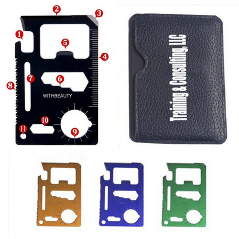 Multifunction Survival Pocket Credit Card Tool w/ Protective Pouch