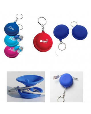 Silicone Earbuds Round Case With Keychain