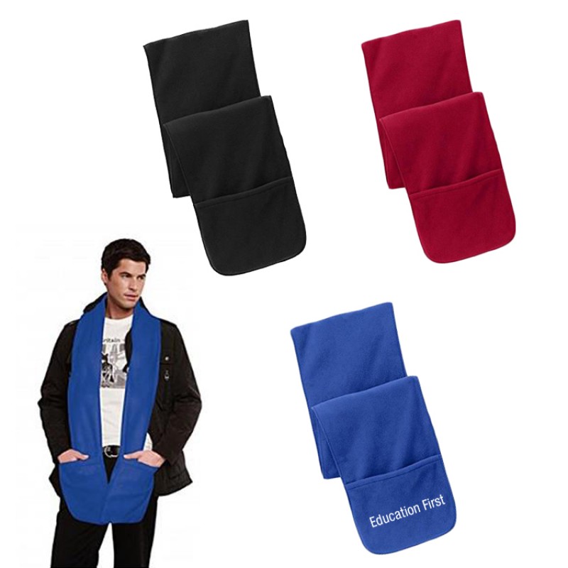 Extra Long Fleece Scarf with Pockets
