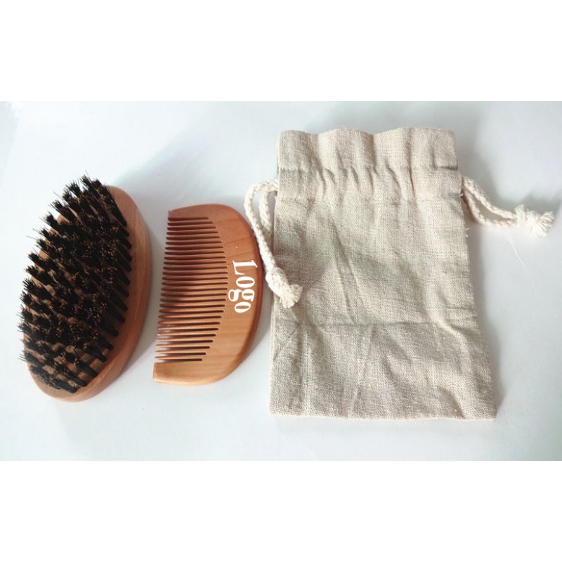 Beard brush and beard comb set