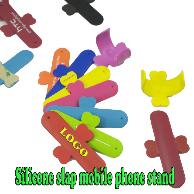 Silicone slap mobile phone stand