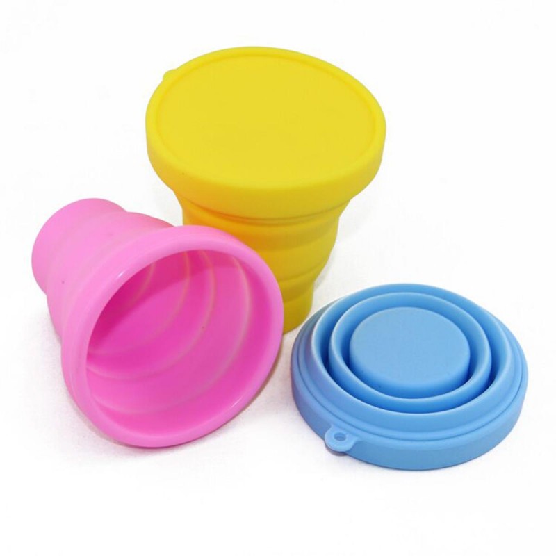 Food grade colorful travel silicone collapsible folding cup